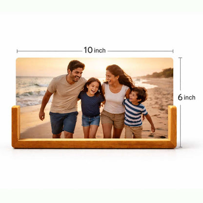 Picture Frame Light with Custom Photo – Wooden Base LED Lamp for Family & Wedding Memories