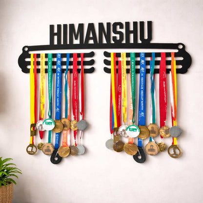 Personalized Medal Hanger with Name for Wall - Black Medal Holder