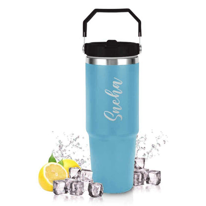 Nutcase Personalized Tumbler with Handle Double Wall Vacuum Sipper Bottle - 900ml