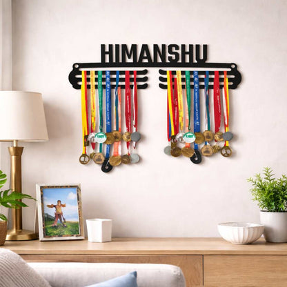 Personalized Medal Hanger with Name for Wall - Black Medal Holder