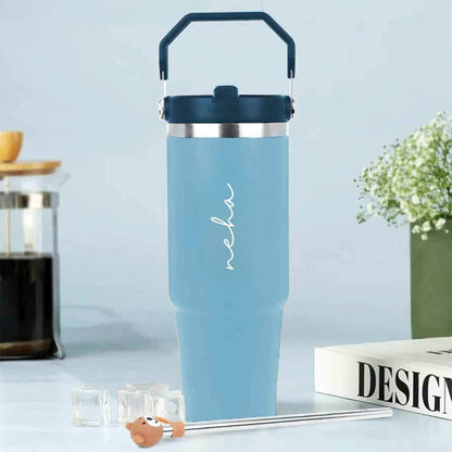 Nutcase Personalized Tumbler with Straw and Handle 900ml - Double Wall Vacuum Sipper Bottle