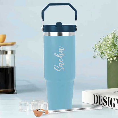 Nutcase Personalized Tumbler with Handle Double Wall Vacuum Sipper Bottle - 900ml