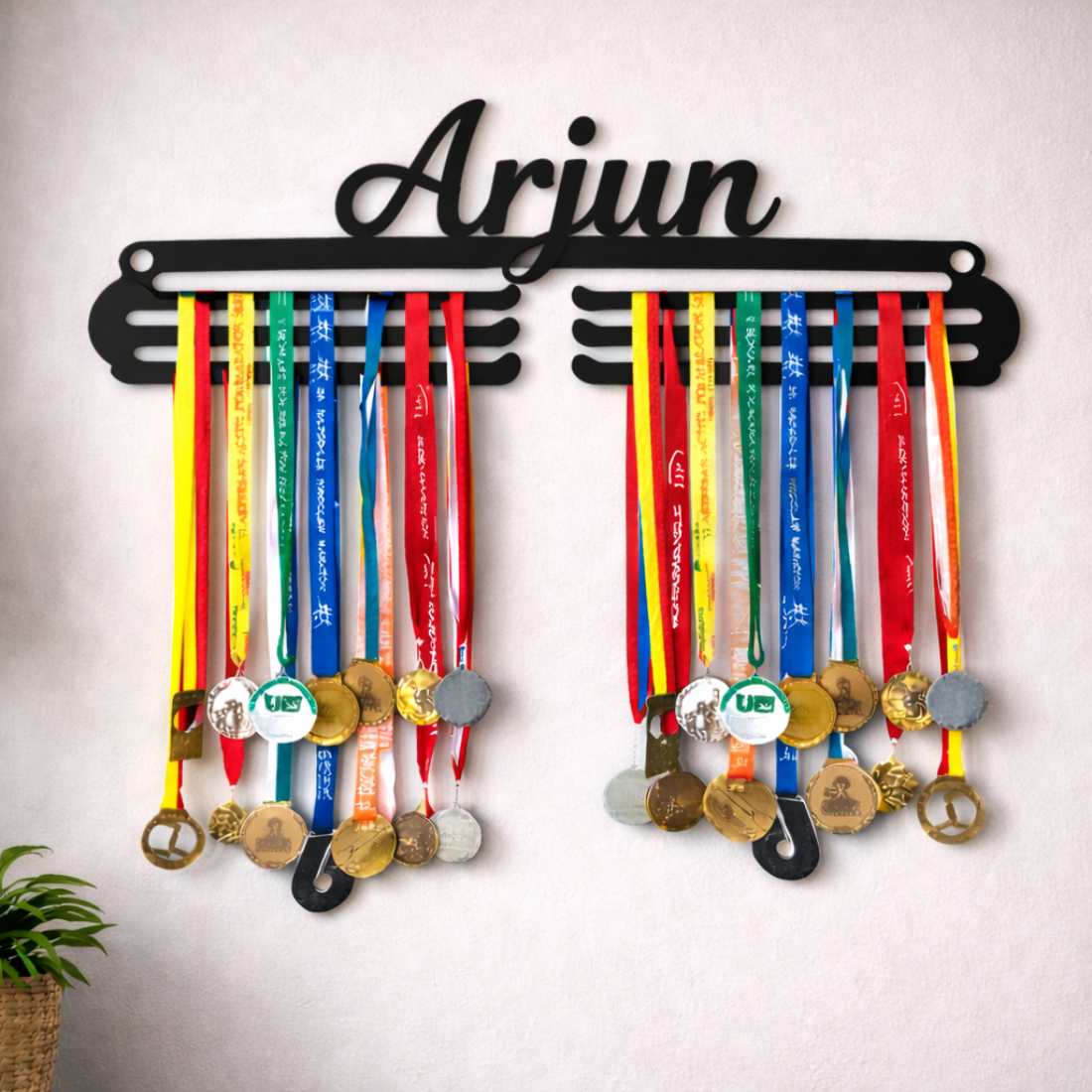 Personalized Medal Hanger with Name for Wall - Black Medal Holder