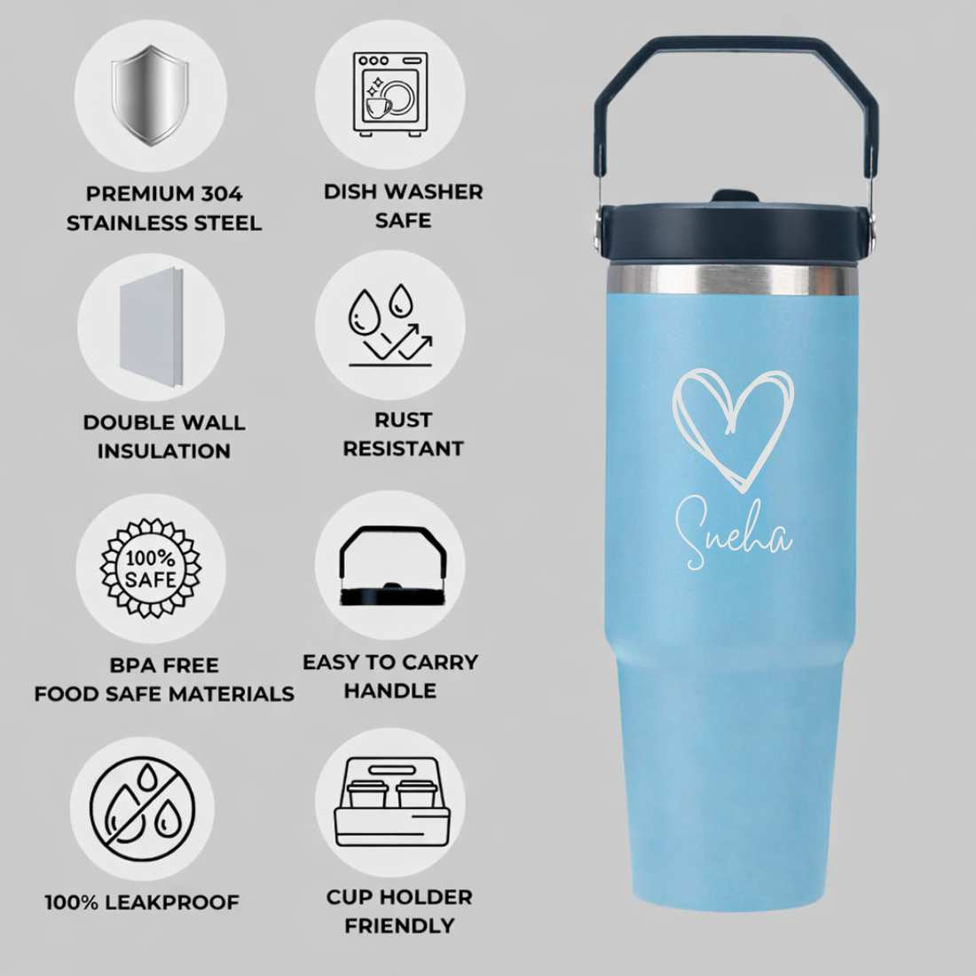 Nutcase Customized Double Insulated Water Bottles 900ml - BPA-free Vacuum Sipper Bottle