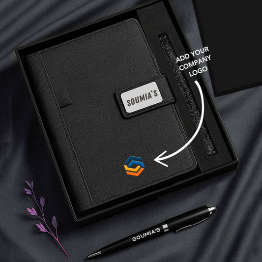 Personalized Diary with Logo & Engraved Pen Set | Premium Leatherette Diary Corporate Gift Set