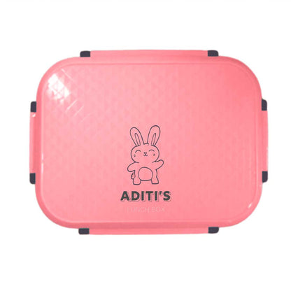 Custom Lunch Box with Name - Pink Stainless Steel Tiffin Box