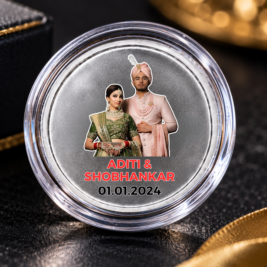 Customized Silver Coin Gift For Wedding Marriage 999.9 Purity 5 Grams