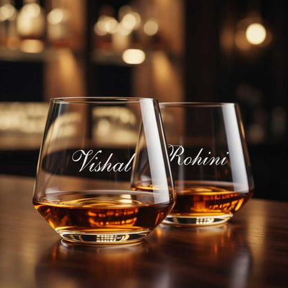 Geometric Hexagon Whiskey Glass - Custom Engraved Modern Scotch Glass