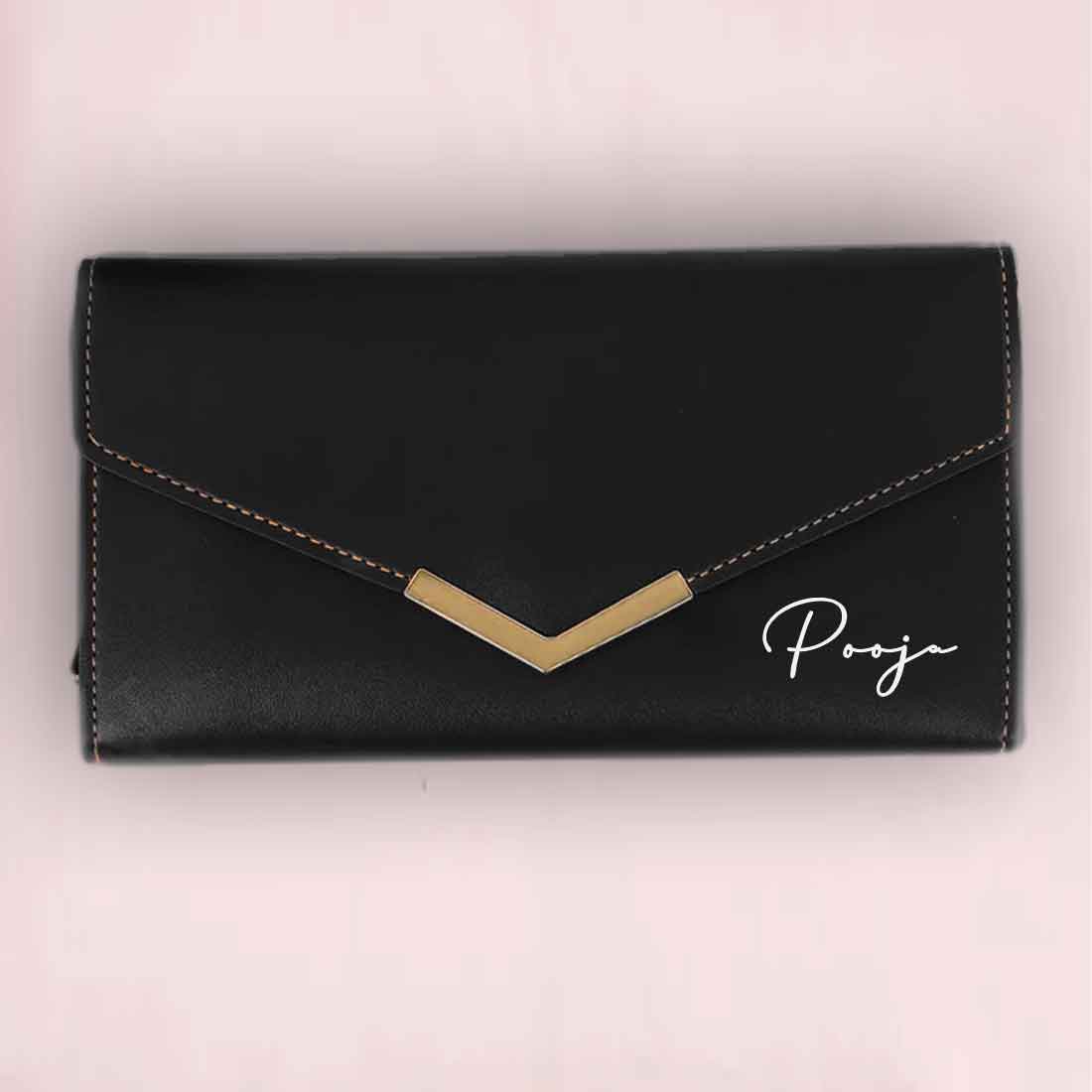 Women's Clutch Purse with Name - Faux Leather Ladies Wallet
