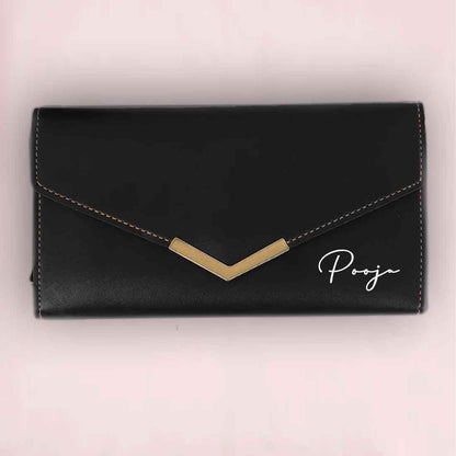 Women's Clutch Purse with Name - Faux Leather Ladies Wallet