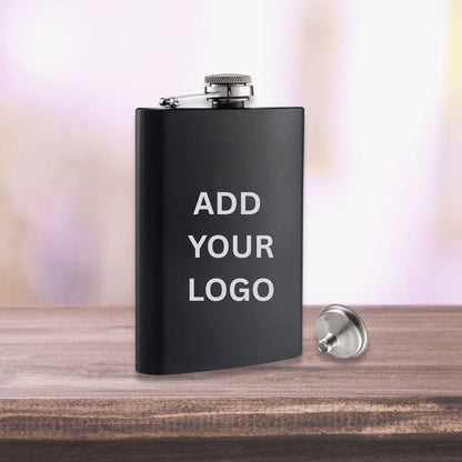 Personalized Engraved Hip Flask With Funnel And 4 Shot Glasses In Gift Box  - Add Logo