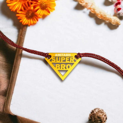 Raksha Bandhan Gift for Brother – Super Bro Black Cap with  Golden Acrylic Rakhi