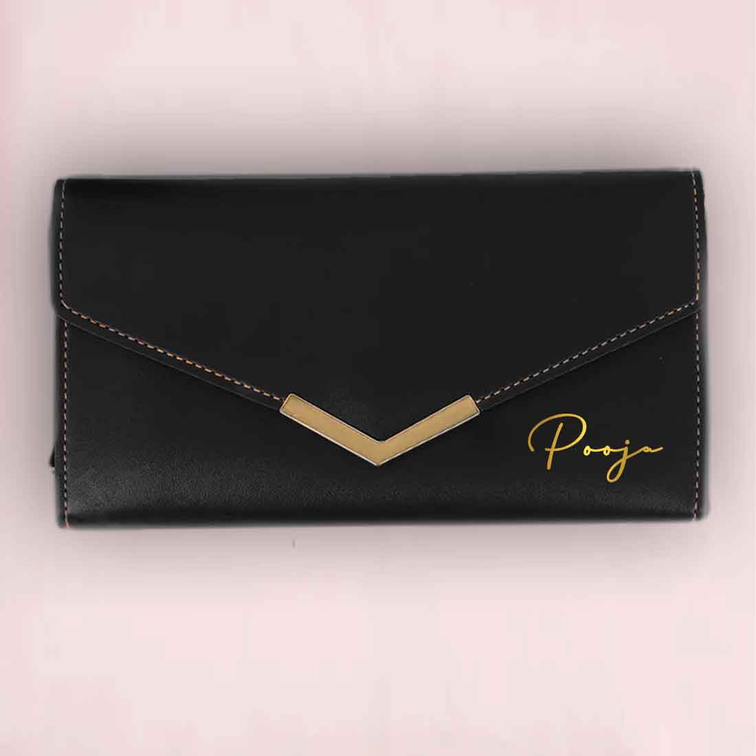 Women's Clutch Purse with Name - Faux Leather Ladies Wallet