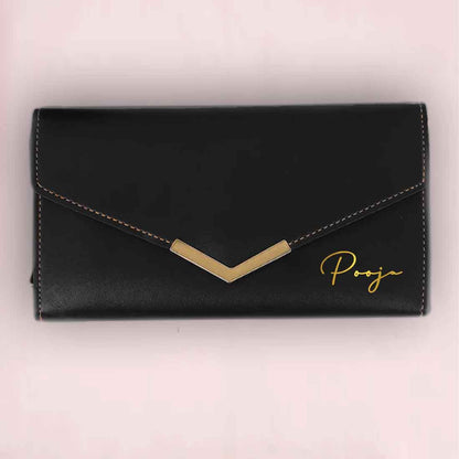 Women's Clutch Purse with Name - Faux Leather Ladies Wallet