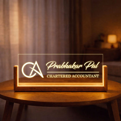 Personalized Wooden LED Desk Name Plate – CA Desk Name Plate