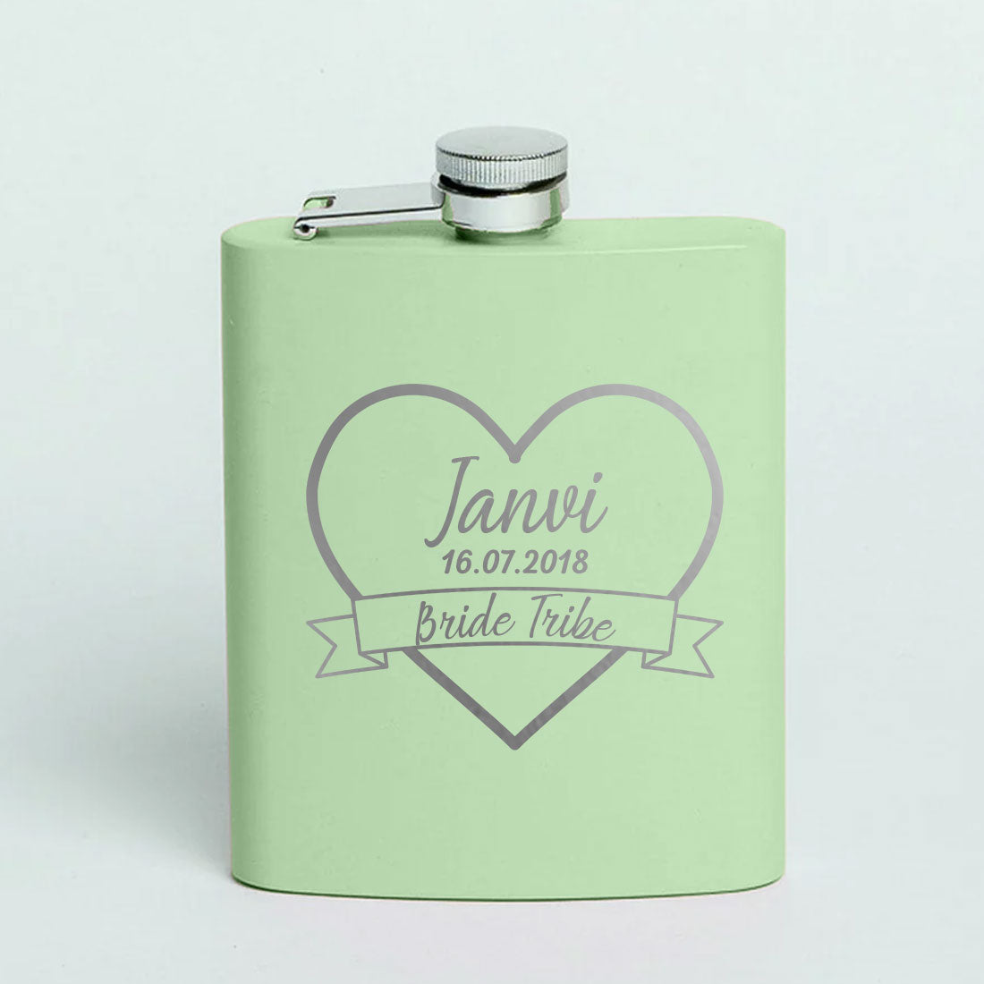 Custom Bride Hip Flask with Name Date Pink Stainless Steel 8OZ Alcohol Flask