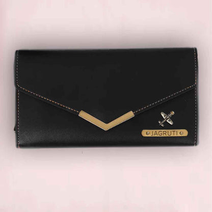 Womens Personalised Wallet with Charms - Faux Leather Clutch Purses for Ladies
