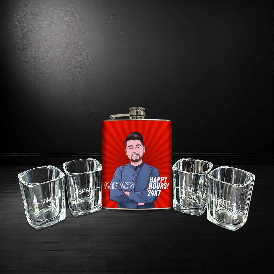 Whiskey Flask with Art Portraits - Personalized Hip Flasks