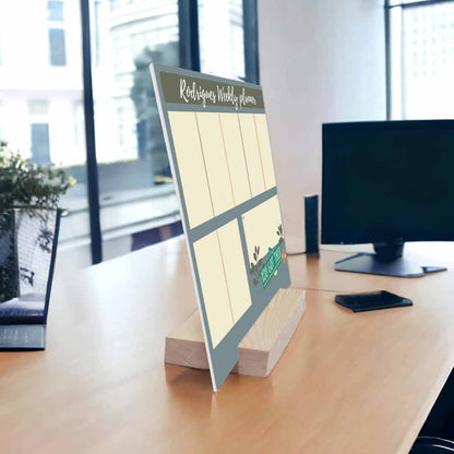 Writing Board Planner with Name on Weekly Planning Board with Wooden Stand - 8X10