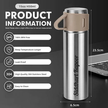 Personalized Thermos Cup For Tea Flask Gift Box Set Stainless Steel Flask - Add Name