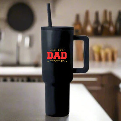 Father’s Day Mug for Dad-1200ml Insulated Coffee Tumbler with Straw & Lid - Best Dad Ever