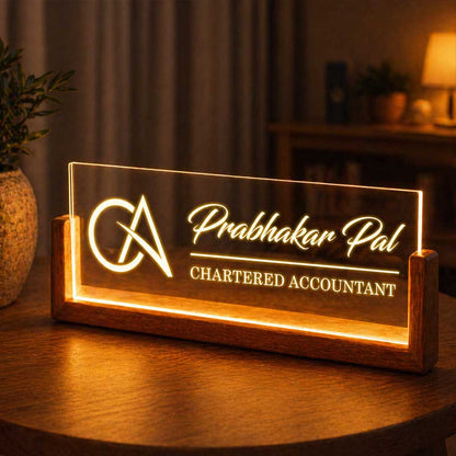 Personalized Wooden LED Desk Name Plate – CA Desk Name Plate