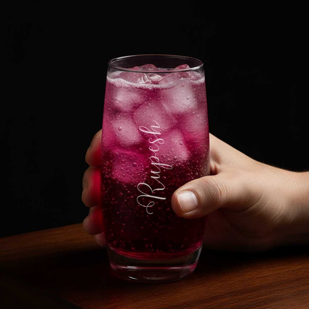 Cocktail Tall Glass with Name Engraved - Durable Premium Glass for Water, Juice