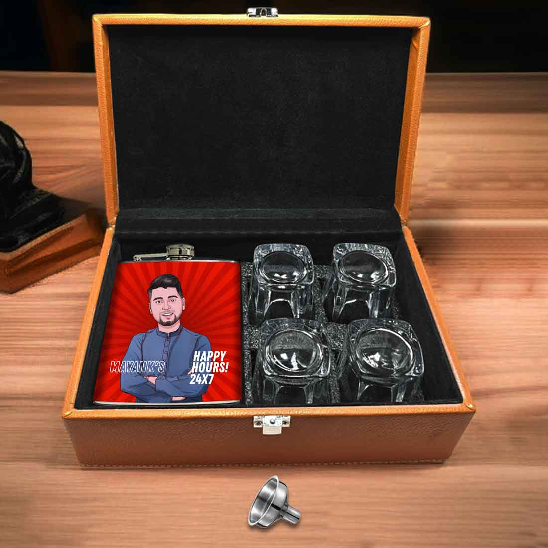 Whiskey Flask with Art Portraits - Personalized Hip Flasks