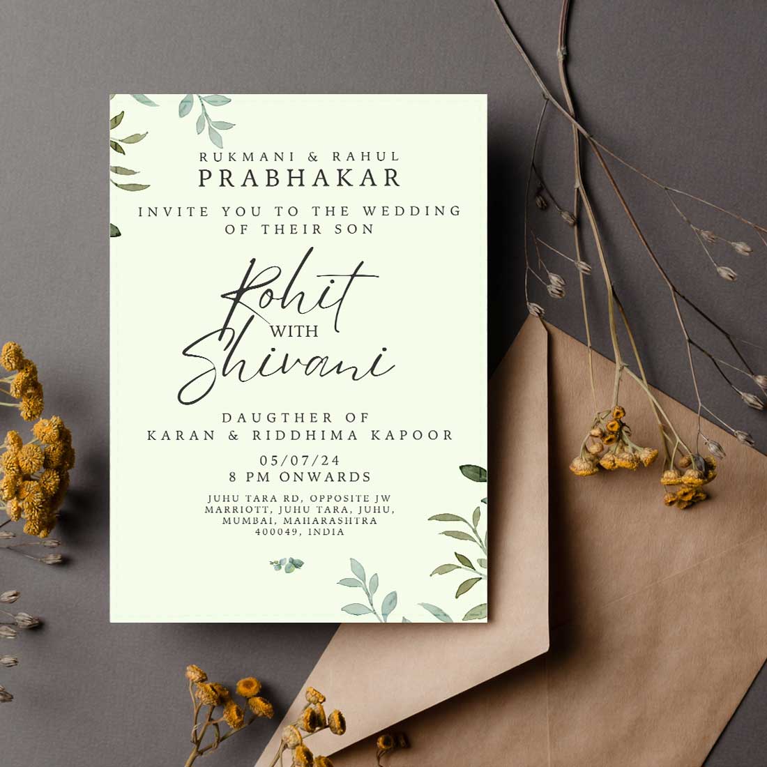 Create Marriage Invitation Card - Personalized Marriage Invite-6x9 inches (Acrylic or Satin on Paper Board)(25 pcs)