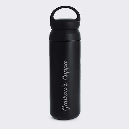 Personalized Stainless Steel Drink Bottle - Insulated Black Water Bottle 500ml