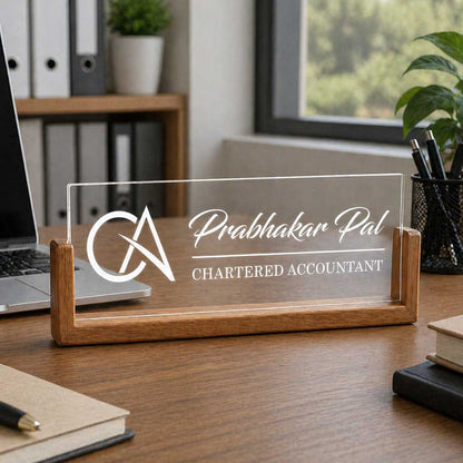 Personalized Wooden LED Desk Name Plate – CA Desk Name Plate