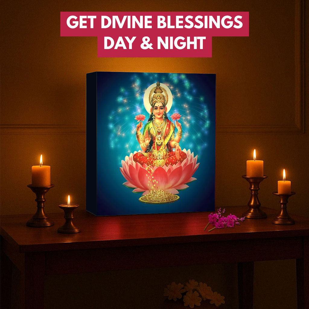 Lakshmi Light Lamp for for Pooja Room – Divine Table Lamp & Wall Décor