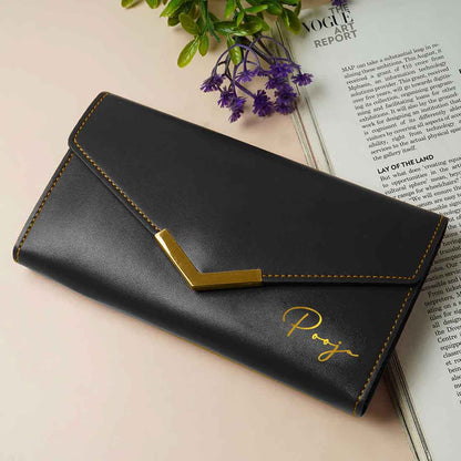 Women's Clutch Purse with Name - Faux Leather Ladies Wallet