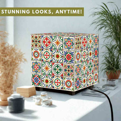 Nutcase Designer Cube Lamp for Home Decor – Moroccan Tile Pattern