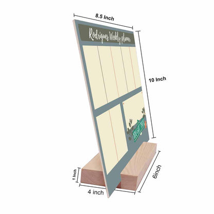 Writing Board Planner with Name on Weekly Planning Board with Wooden Stand - 8X10