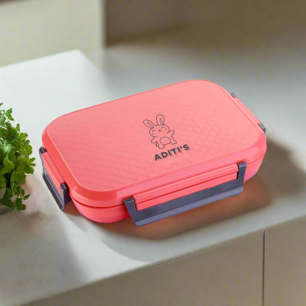 Custom Lunch Box with Name - Pink Stainless Steel Tiffin Box