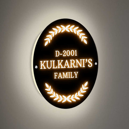 Lighting Name Board Round Name Plate Design