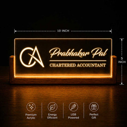 Personalized Wooden LED Desk Name Plate – CA Desk Name Plate