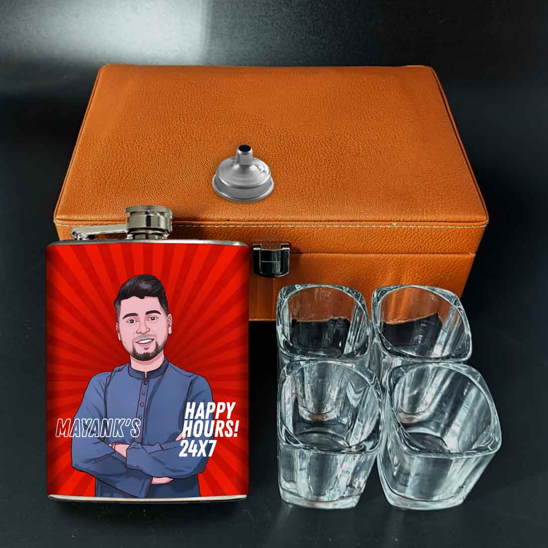Whiskey Flask with Art Portraits - Personalized Hip Flasks