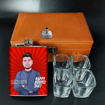 Whiskey Flask with Art Portraits - Personalized Hip Flasks