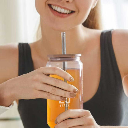 Nutcase Mason Jar with Metal Straw and Wooden Lid