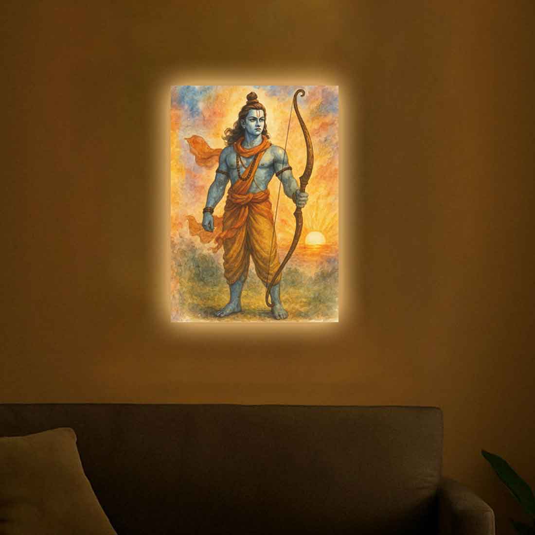 Shree Ram Photo Frame with LED Light – Spiritual Wall Décor for Home, Temple & Gifting