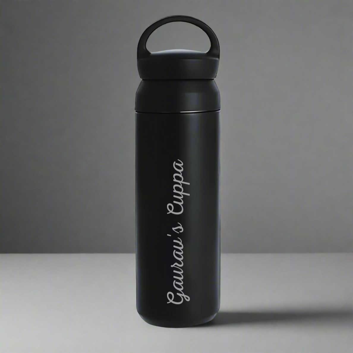 Personalized Stainless Steel Drink Bottle - Insulated Black Water Bottle 500ml