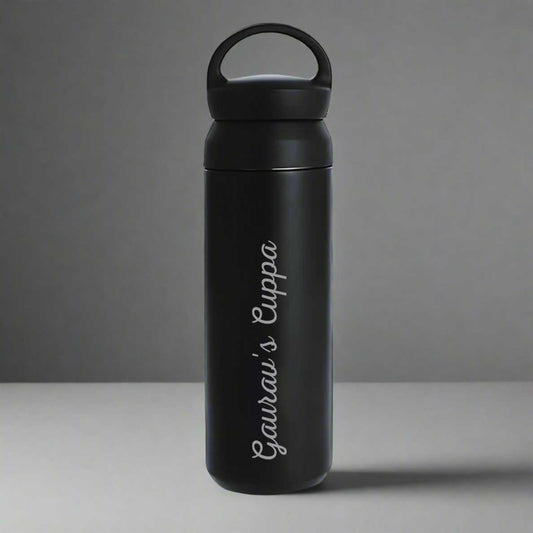 Personalized Stainless Steel Drink Bottle - Insulated Black Water Bottle 500ml