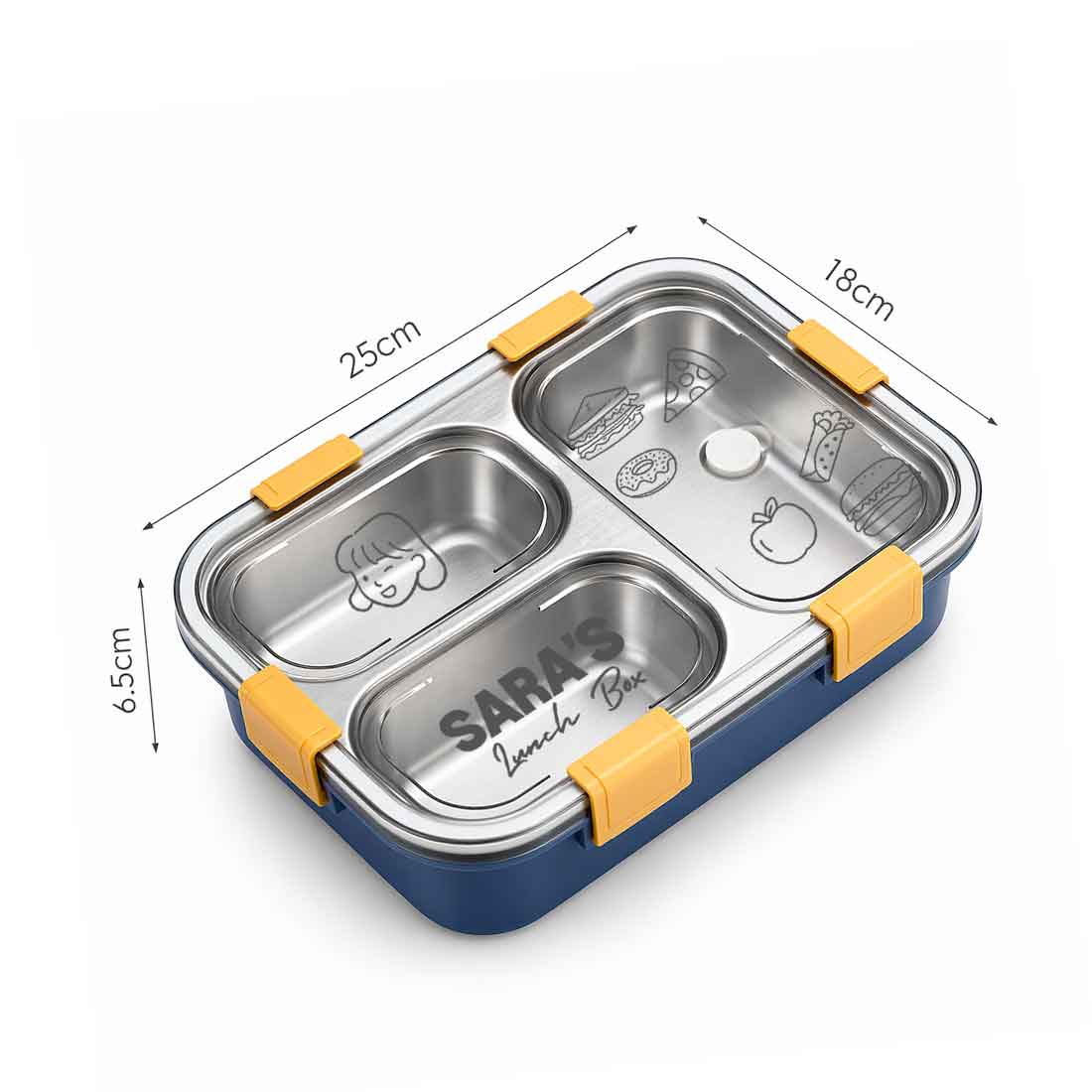 Custom Lunch Box with Name Stainless Steel Leak Proof Tiffin