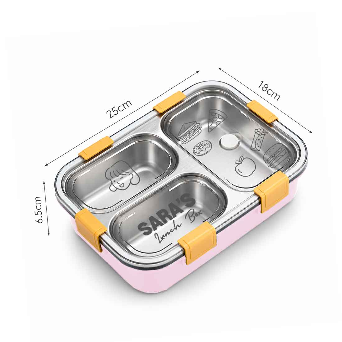 Custom Lunch Box with Name Stainless Steel Leak Proof Tiffin
