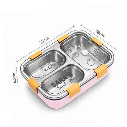 Custom Lunch Box with Name Stainless Steel Leak Proof Tiffin