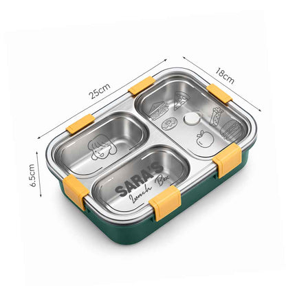 Custom Lunch Box with Name Stainless Steel Leak Proof Tiffin