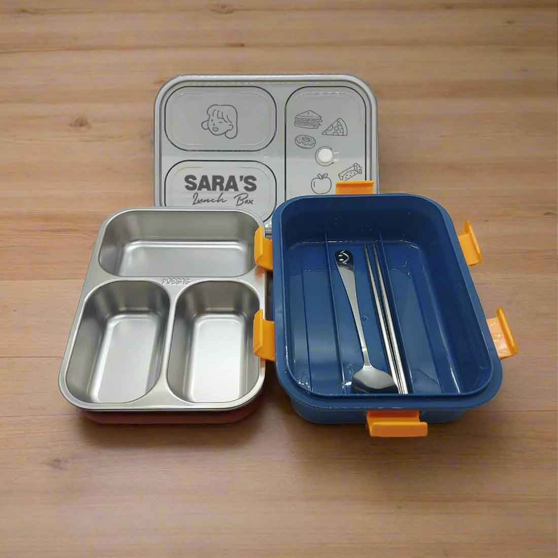 Custom Lunch Box with Name Stainless Steel Leak Proof Tiffin