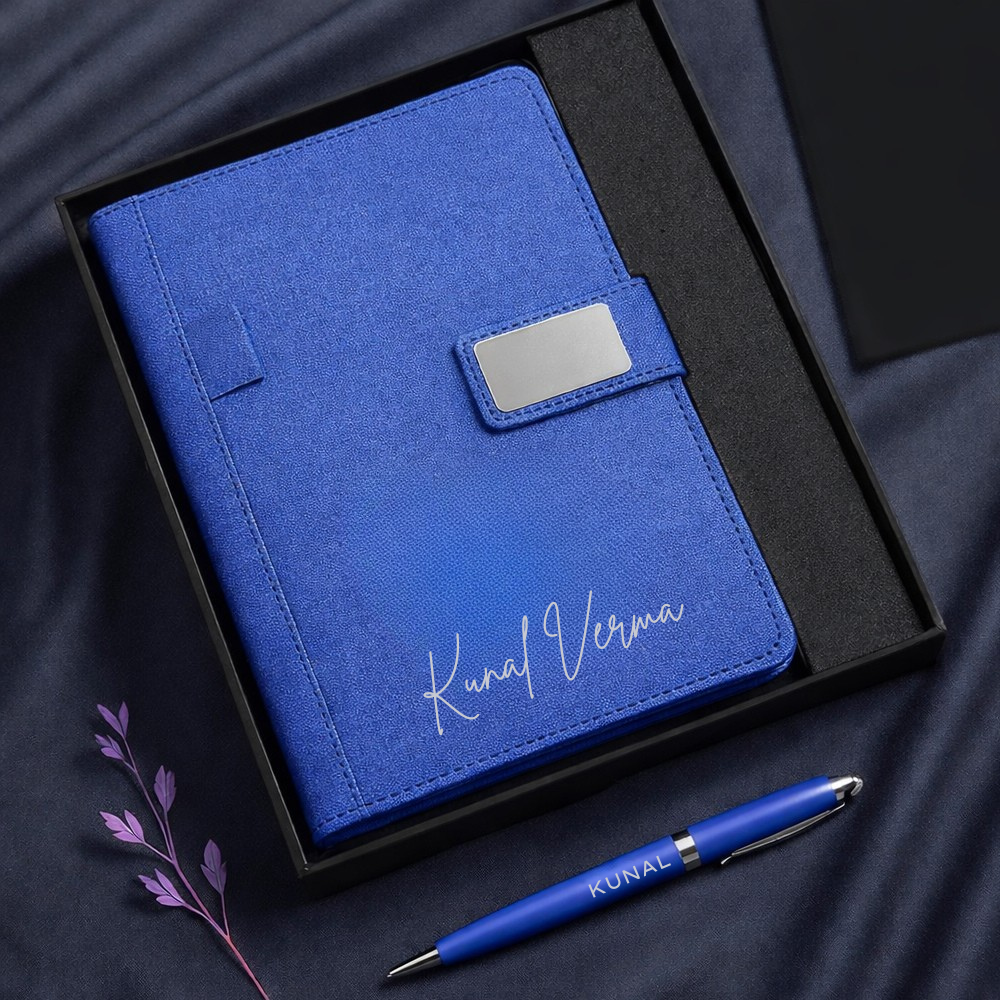 Customized Diary with Name Matching Engraved Pen | Premium Leatherette Diary with Name Black Gift Box